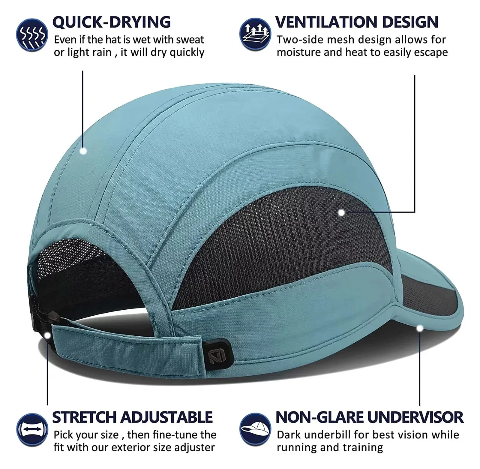 GADIEMKENSD Unstructured Quick Dry Sports Cap Outdoor Sun