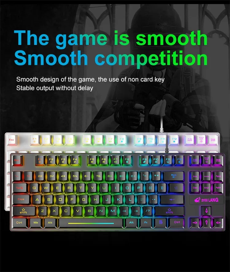 DHgate.com:K16 87-Key RGB Wired Gaming Keyboard: PBT Keycaps, Hot ...