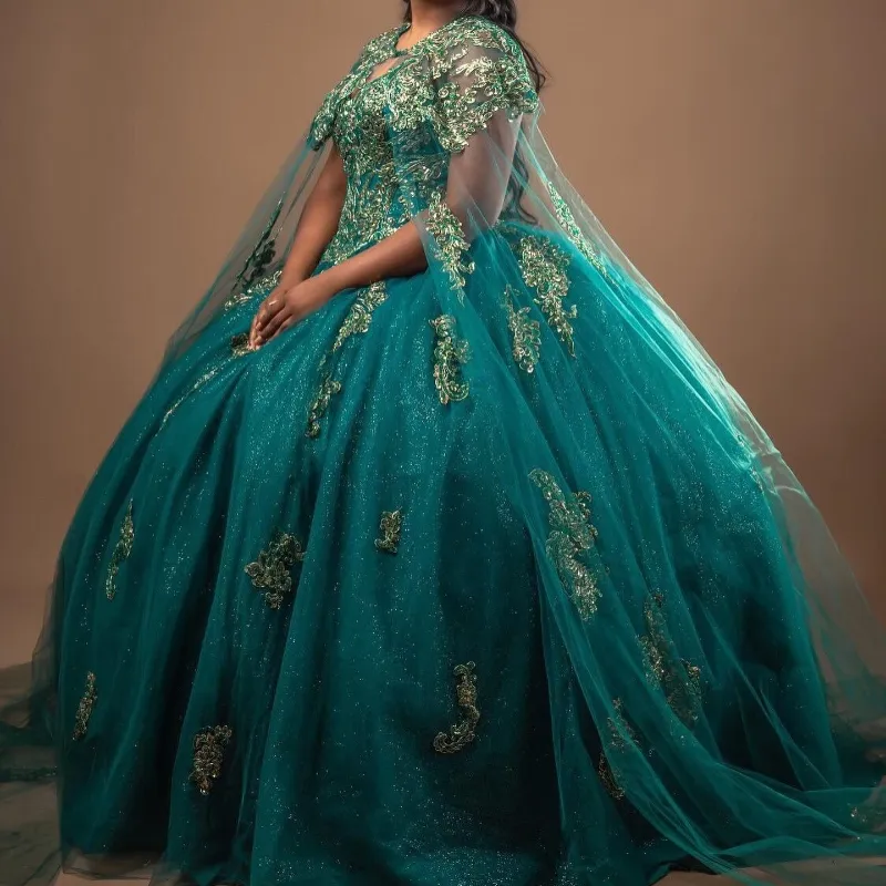 Green Quinceanera Dress Sweet 15 Evening Dress Crystal Beading Ball Gown Dress