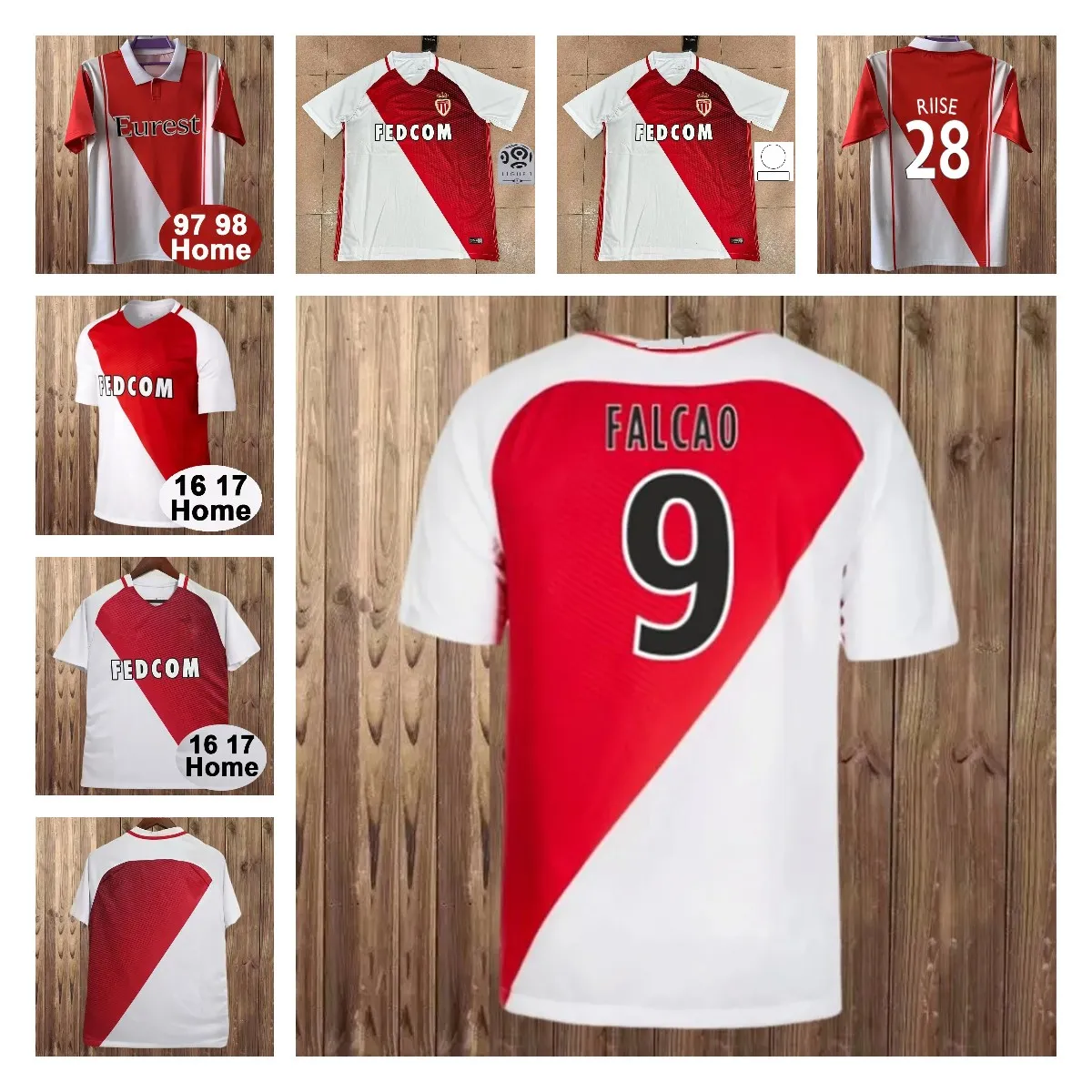 AS Monaco FC 1997 1998 Retro Vintage Soccer T Shirts For Men Featuring HENRY RIISE FALCAO GLIK FABINHO MBAPPE And BERNARDO Trezeguet Short Sleeve Home Football Shirts For Adults From Zchong668 15.38 D...