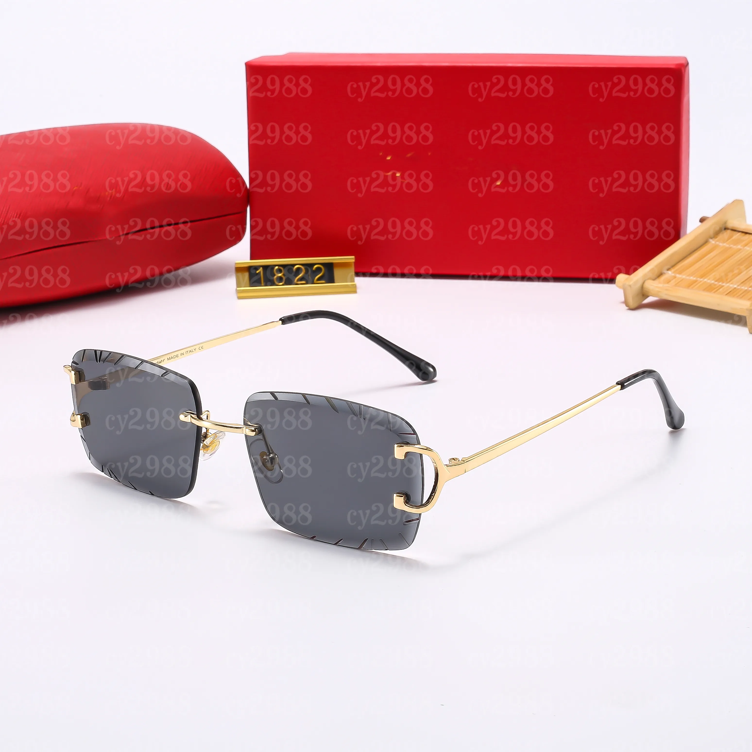 Silver Rimless Eyeglasses Frames Fashion Rectangle Designer