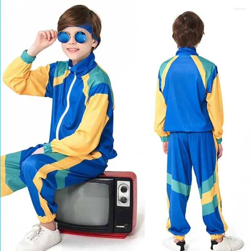 Retro Disco Hippie halloween sets for Kids 70s 80s Halloween Carnival Party Unisex Tracksuit Suit for Boys and Girls Perfect for Spring Uniforms