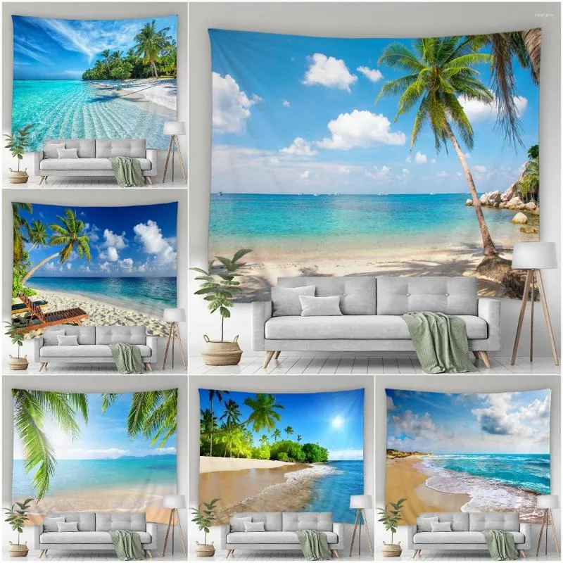 Ocean Beach Nature Landscape Beach Wall Tapestry With Palm Trees And Plants Perfect Family Room Decoration From Deshano 39.83 DHgate.Com