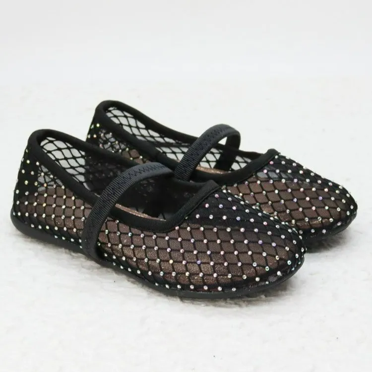 Sparkly Ballet Flats: Rhinestone Mesh Hollow Flat Shoes For Girls