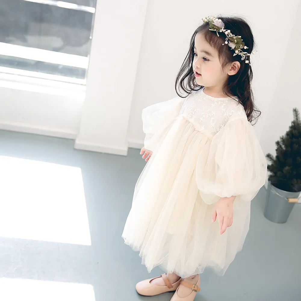 Toddler Kids Floral Embroidery Cotton Blend Gauze Dress with Puff Sleeve  Knee-Length for Summer Party S1483 from Dhgate Girl's Dresses - price 3.82
