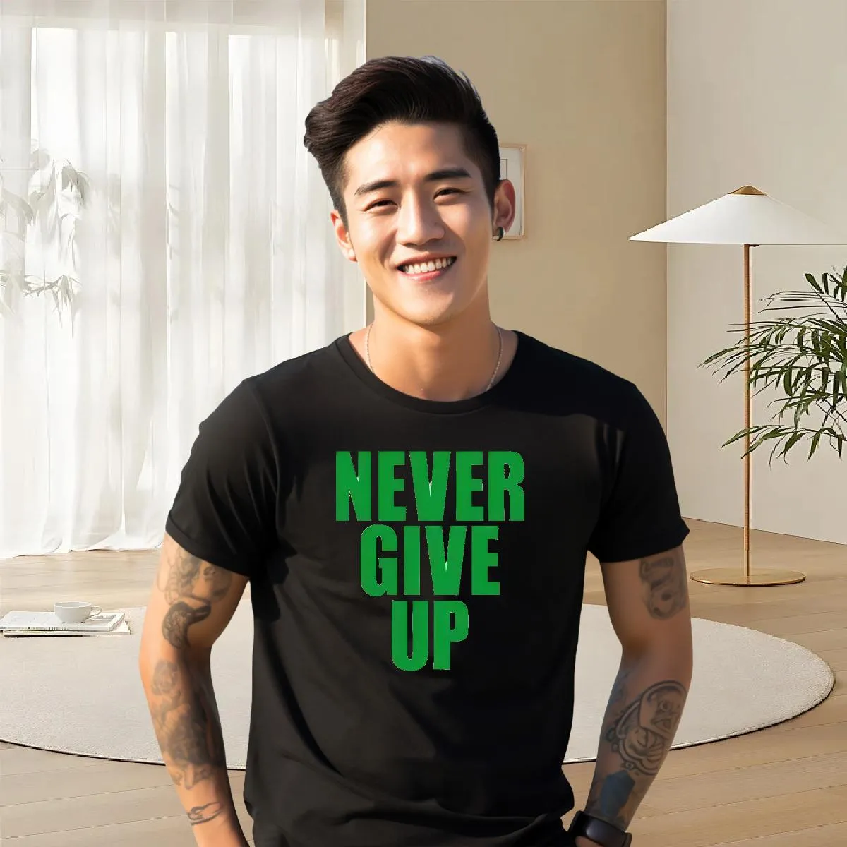 Wholesale Man T Shirts Cotton Short Sleeve Never Give Up Printed Hip ...
