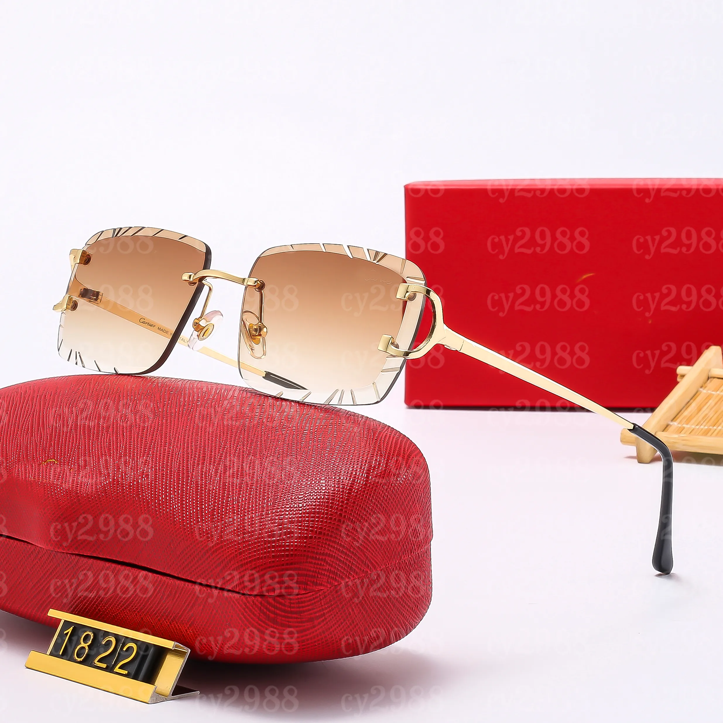 Silver Rimless Eyeglasses Frames Fashion Rectangle Designer