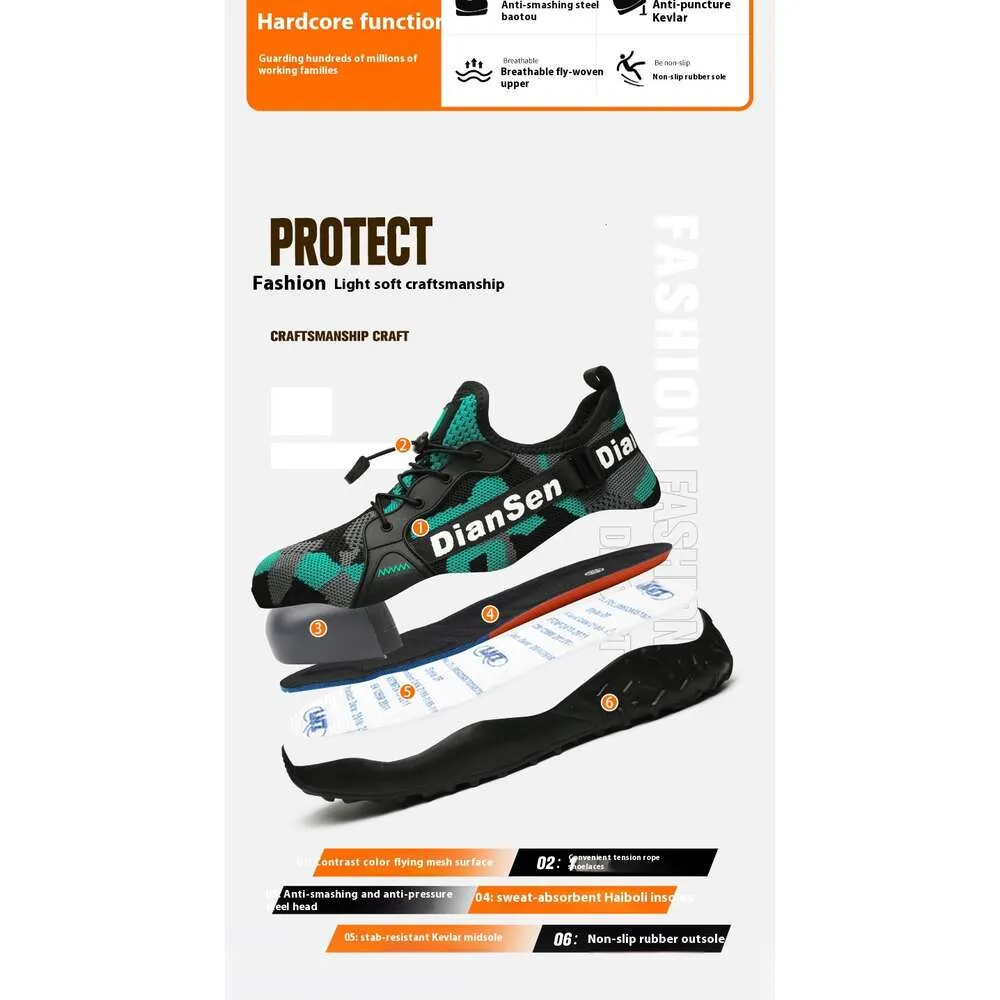 Steel Toe Summer Work For Men Construction Sneakers Light Breathable Safety Boots Anti Puncture Working Shoes Ddmysaturn_voghion.com