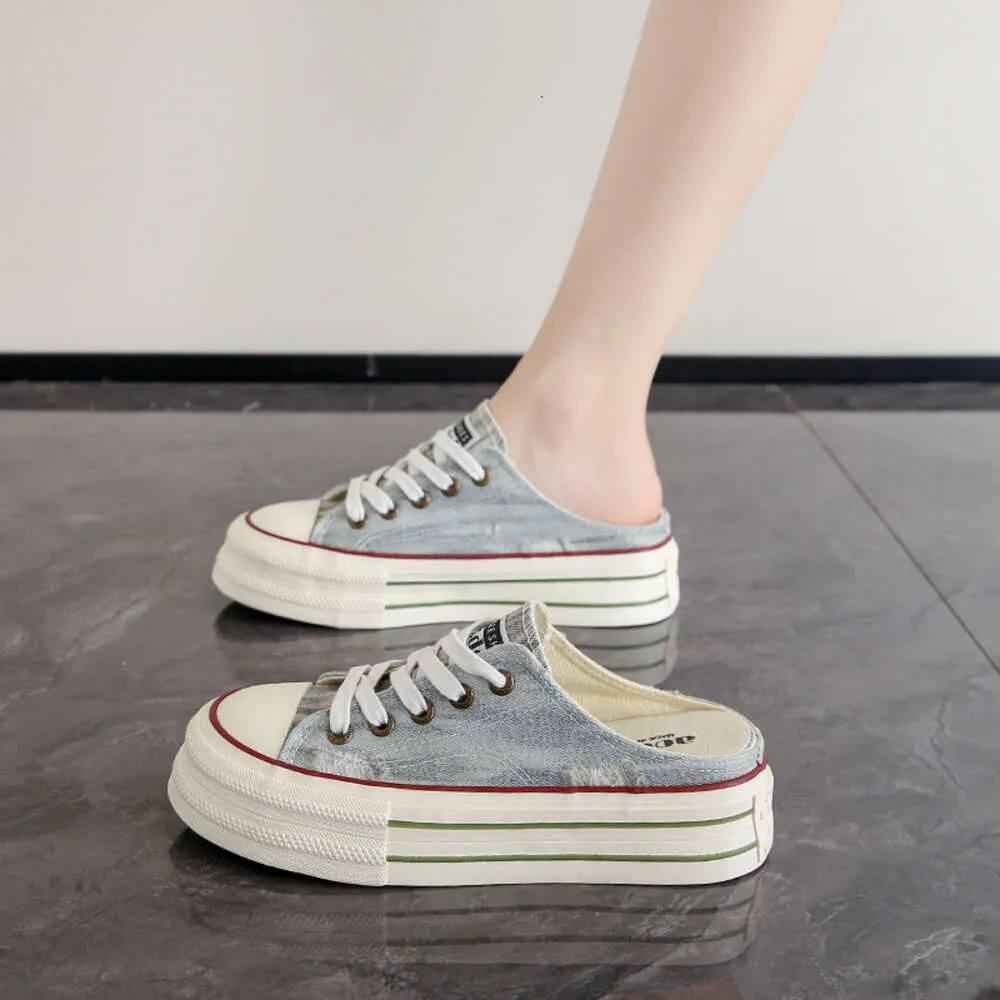 Platform Mules For Women,Women's Canvas Mules Sneakers,Slip