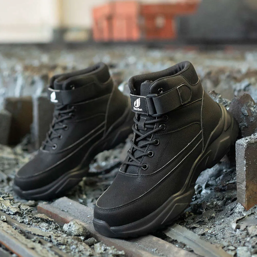 Men's Steel Toe Leather Work Boots Non Slip, Indestructible, Construction  Safety Shoes