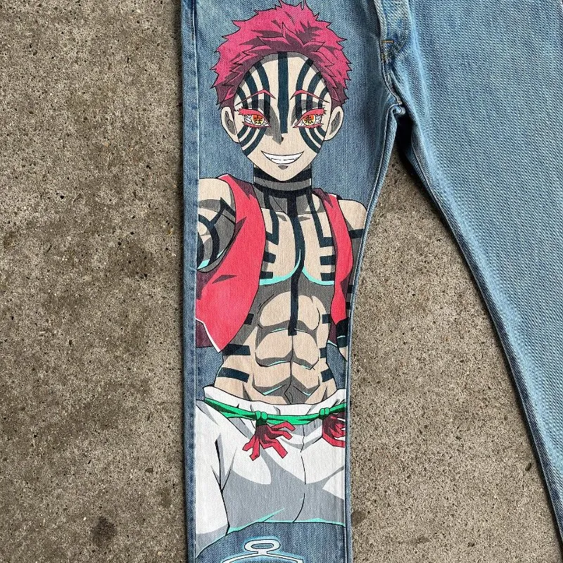 DHgate.com:Anime Art Custom Denim Baggy Jeans, High-Waisted DHgate.com:Anime Art Custom Denim Baggy Jeans, High-Waisted