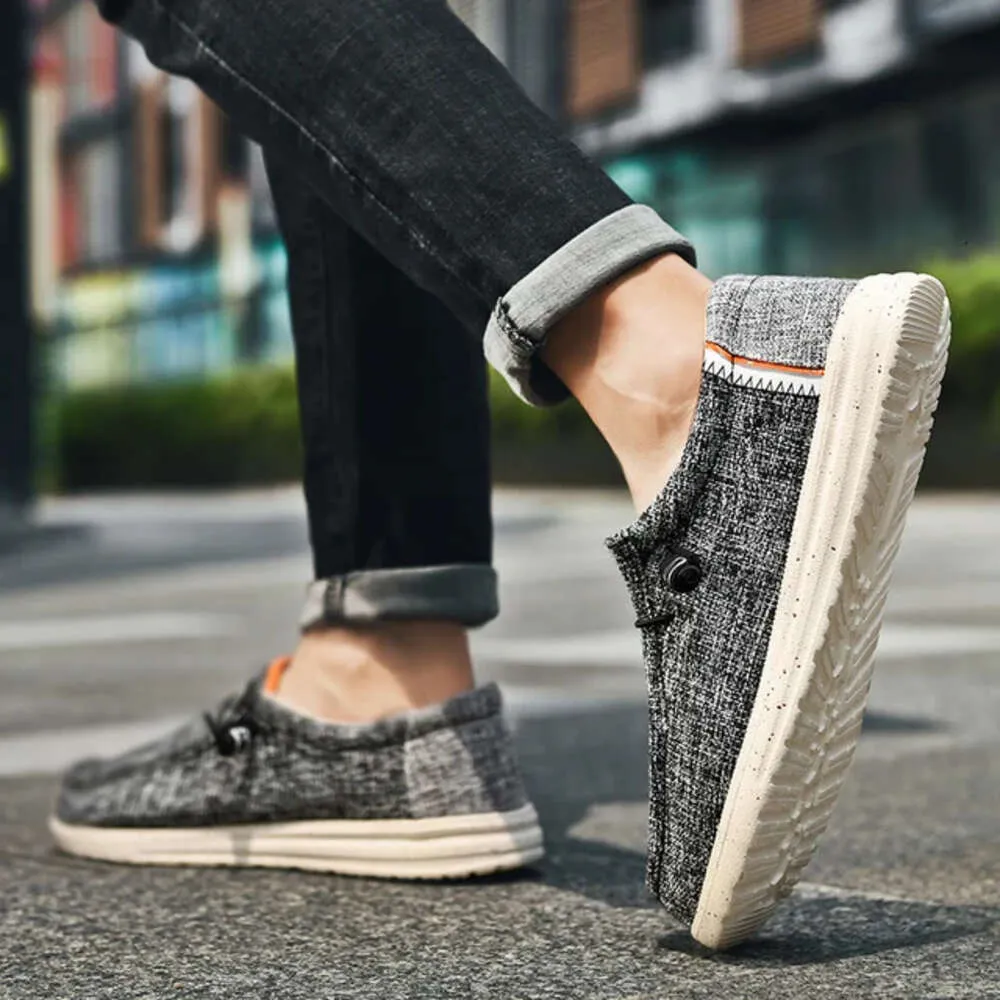 JiuQing Heren Canvas Loafers Instapper Wandelschoenen Linnen Platte JiuQing Heren Canvas Loafers Instapper Wandelschoenen Linnen Platte