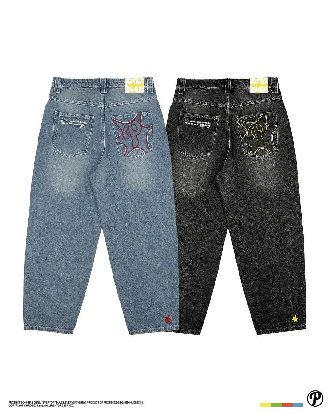 DHgate.com:Y2K Hip Hop Jeans Embroidered Wide Leg Pants Mens