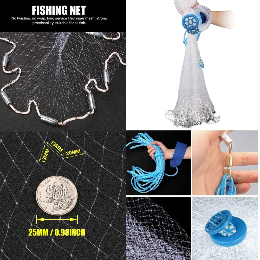 Saltwater Fishing Cast Net For Bait Trap Fish Throw Net American 4ft Radius Wide Open Premium Casting Net I.620796791