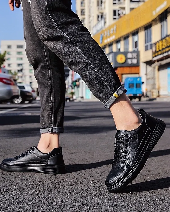Men's Black Leather Casual Sneakers: Affordable Luxury for Everyday Comfort