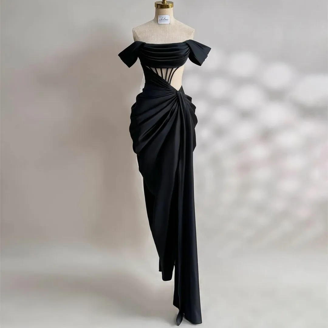 Elegant Black Satin Sheath Prom Dress ... From Dyy_dress88, $101.65 |  DHgate.Com