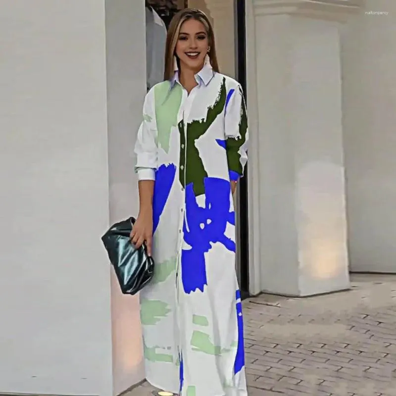 Stylish Colorblock Maxi Dress for Women - Loose Fit, Irregular Hemline, Perfect for Casual Occasions and Commuting