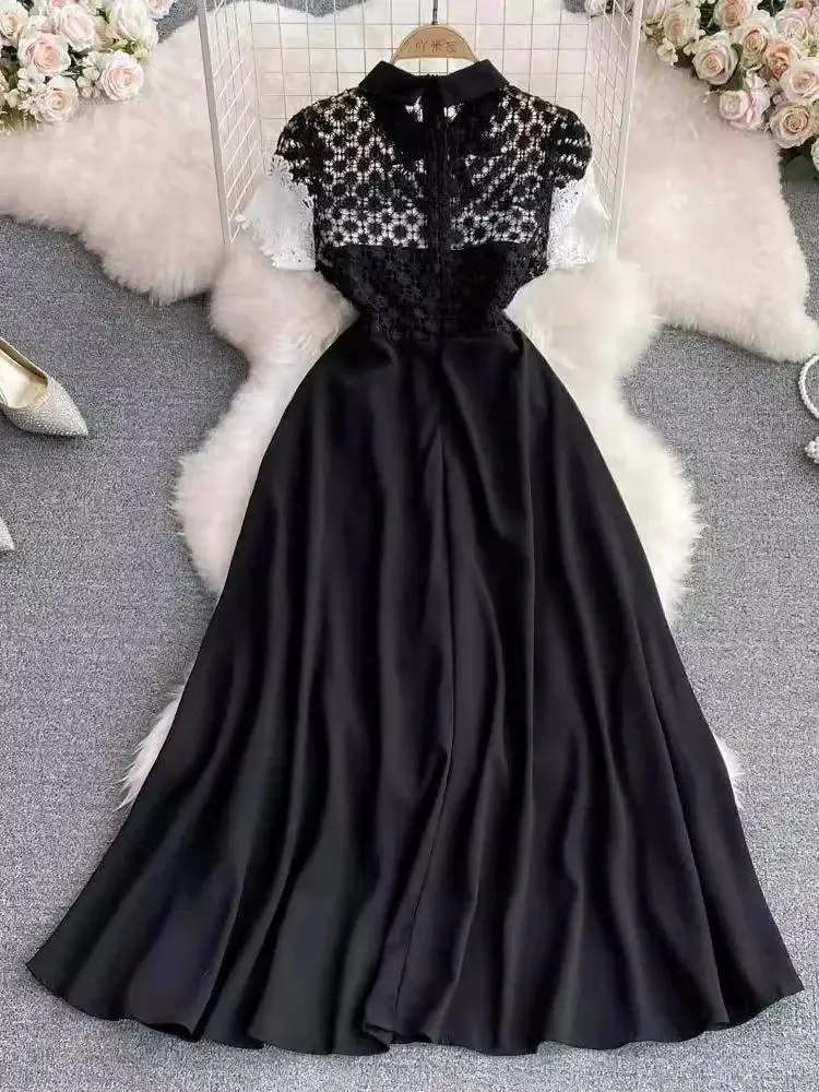 white christmas dresses Widow Sheer Crochet Bell Sleeve Mini Dress With Open Back Festival  Fairycore main image 0