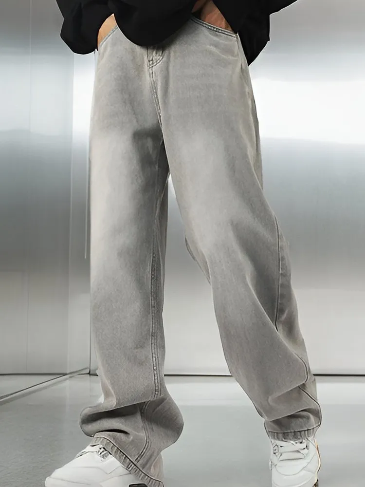 Men's Y2K Vintage Baggy Jeans, Oversized Mop Punk Denim Pants, New Trend Luxury Soft Grey Slacks Trousers Men's Y2K Vintage Baggy Jeans, Oversized Mop Punk Denim Pants, New Trend Luxury Soft Grey Slacks Trousers