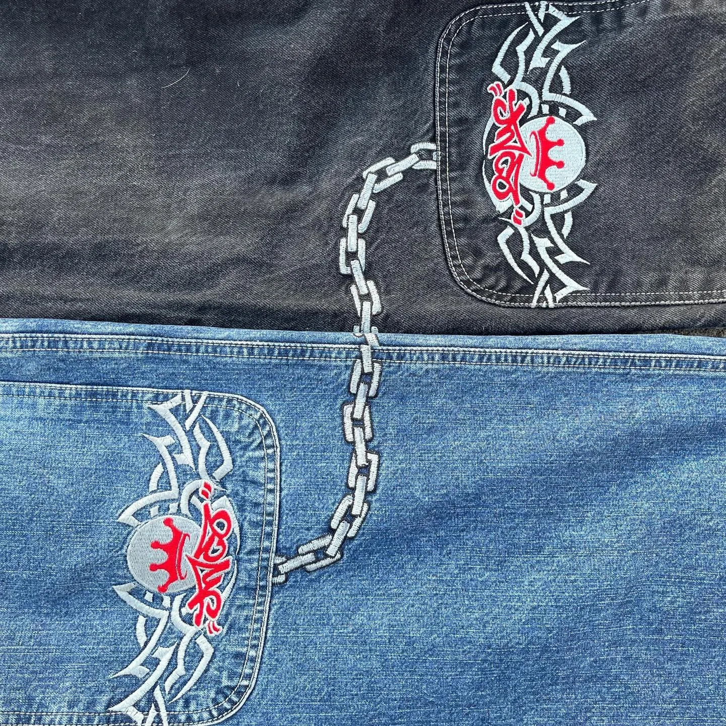 DHgate.com:JNCO Jeans Mens Y2K Streetwear Harajuku Hip Hop