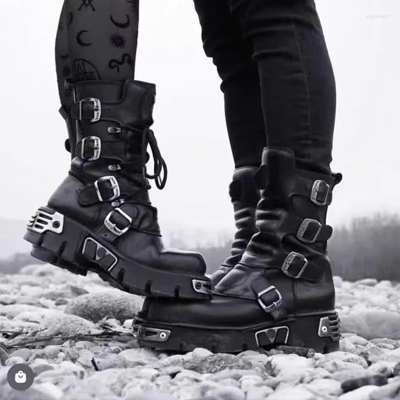 Mens Genuine Leather New Rock Motorcycle Boots With Gothic Skull Design Unisex Mid Calf Cowboy Style With Metallic Military Finish From Factory Sophine07 Bulk 87.71 DHgate.Com
