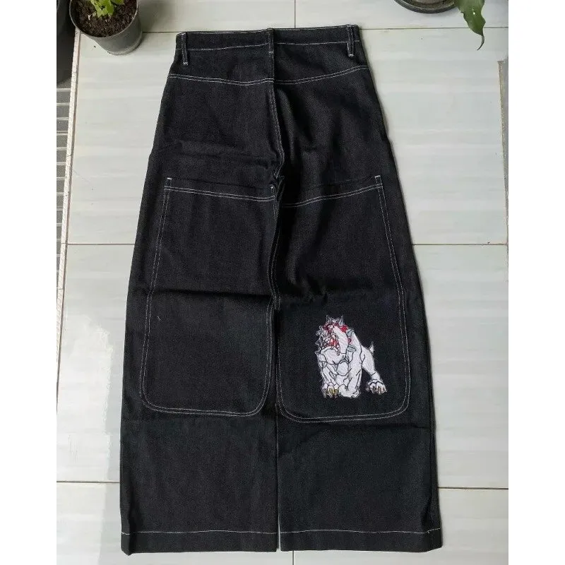 Embroidered Tribal Streetwear Hip Hop Denim Jeans for Men
