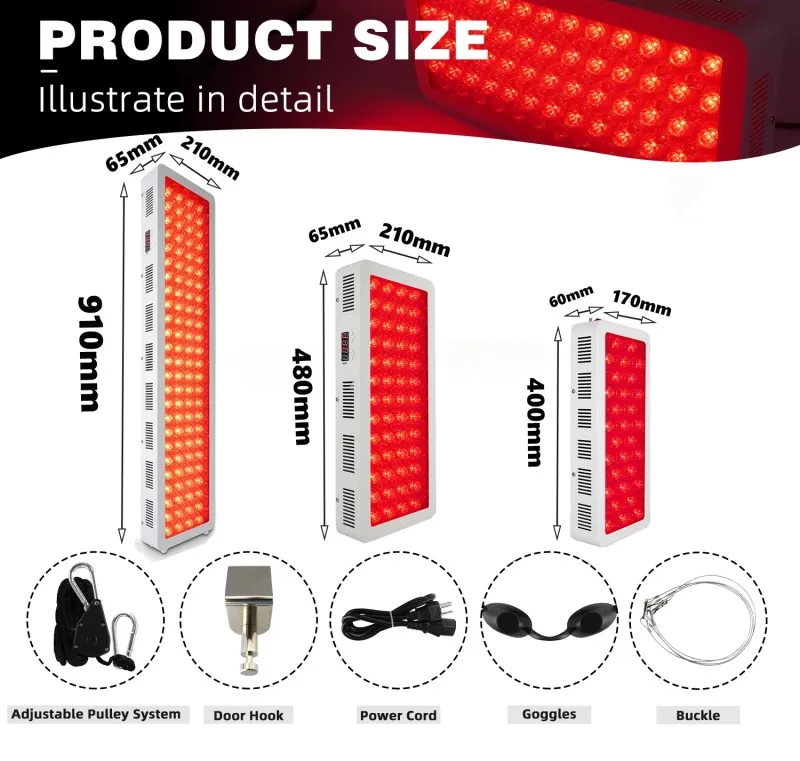 レッドライトセラピーランプ300W/500W/1000Wフルボディ赤外線LEDパネル