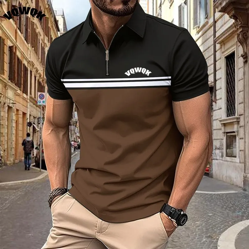 ぴゆ *✬ DHgate.com:Solid Color Zipper Polo Shirt: Summer Casual