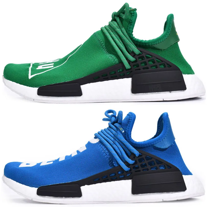 Pharrell Hu Sneakers PW Human Race Best Workout Shoes For Williams Runner Trail Triple Black Nerd Trail Blank Canvas Friends Family Tangerine Blue Yellow Red Green Happy Trainers From Waillykickzz 89....