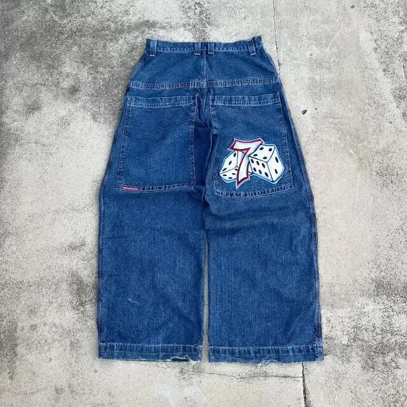 W36×L32 90s JNCO Embroidery Baggy Jeans Vintage Y2K Direct Blue Embroidered Jeans Sz 32X31 VTG RARE