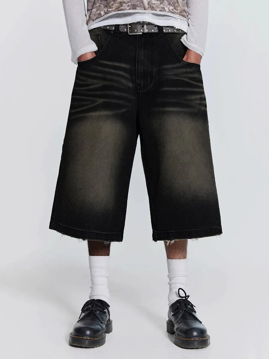 DHgate.com:Reddachic Black Denim Low-Rise Baggy Jorts - Y2K