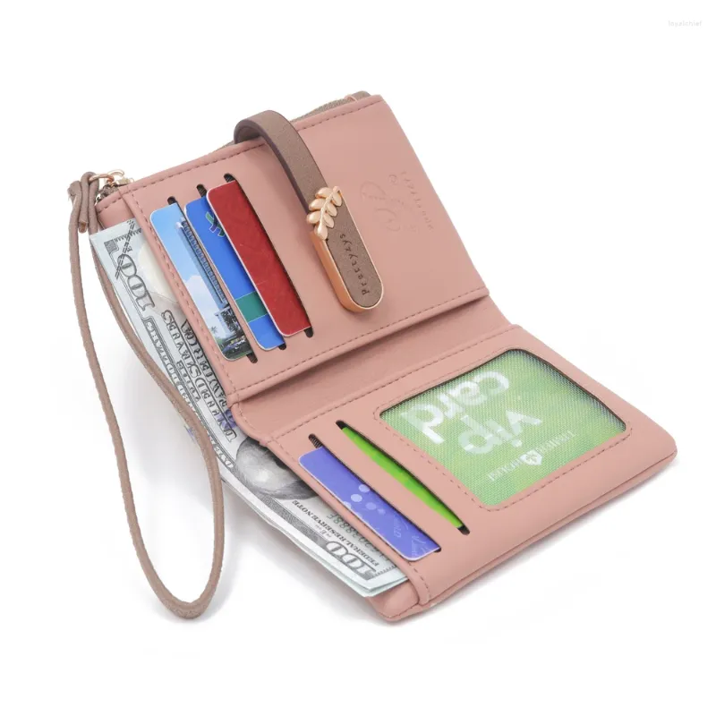 Wallets Women Short Wallet Cute Leaf Flower Pattern Design Girl Zipper Coin Purse Ladies ID Holder PU Small Clutch Money Bag From 41 3 DHgate