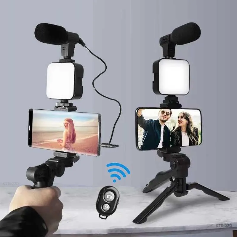 Iphone Tripod Stand Phone Vlog Video Kit With Height Adjustable