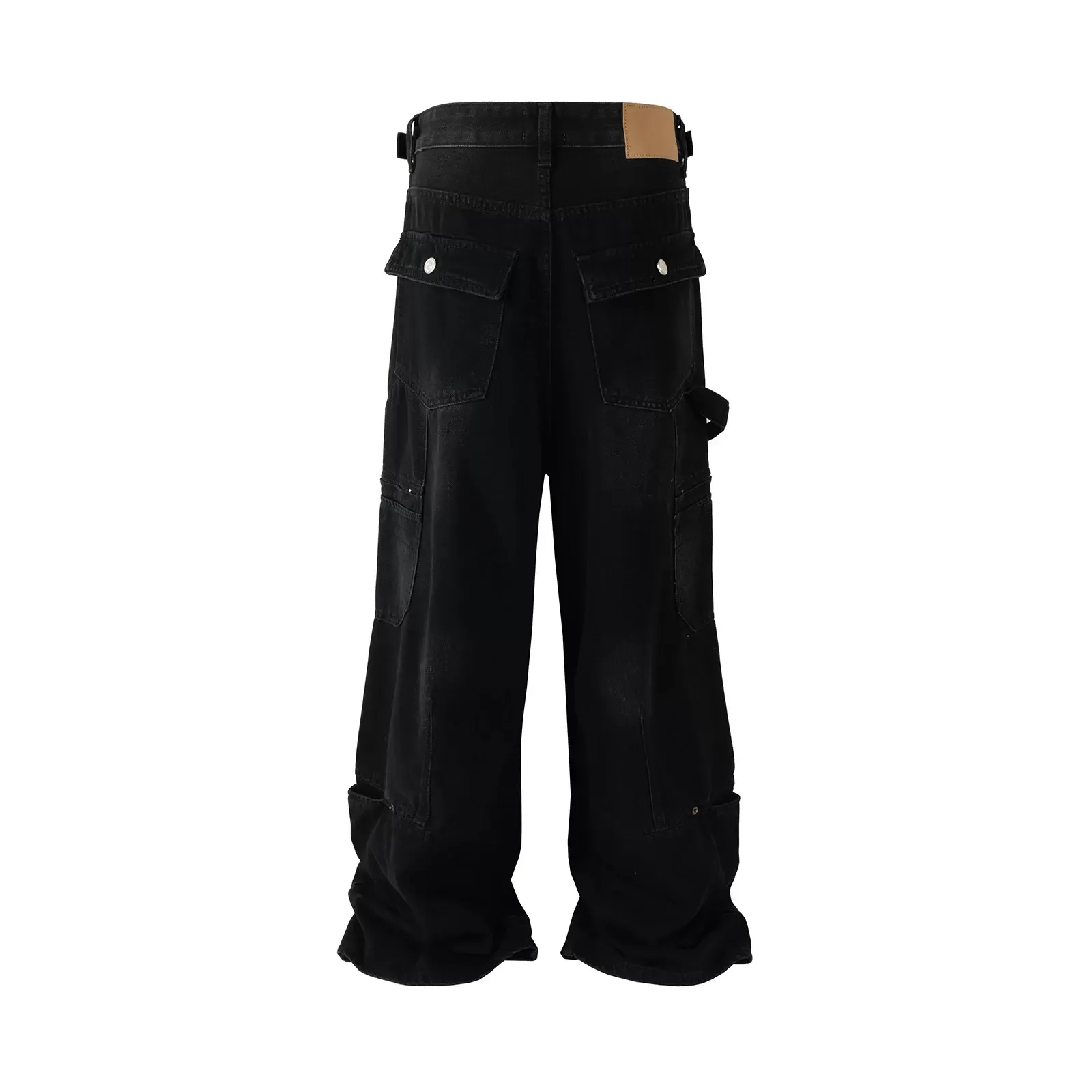 【Anyone more】Mouni Black Denim Cargo Wide Pants DHgate.com:Multi-Pocket Cargo Jeans: Black Baggy Denim