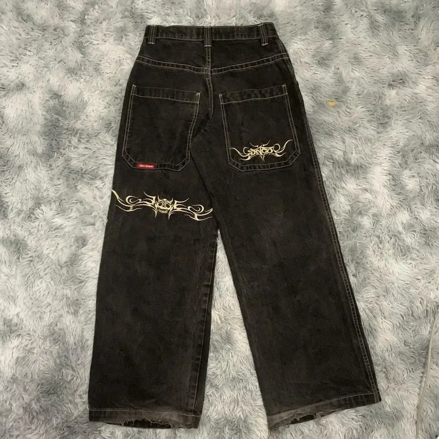 Y2K JNCO Jeans - Embroidered Denim Streetwear, Vintage Goth