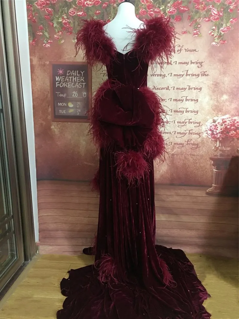 vintage burgundy velvet dress Classy Vintage Princess Burgundy Velvet Long Prom Dress