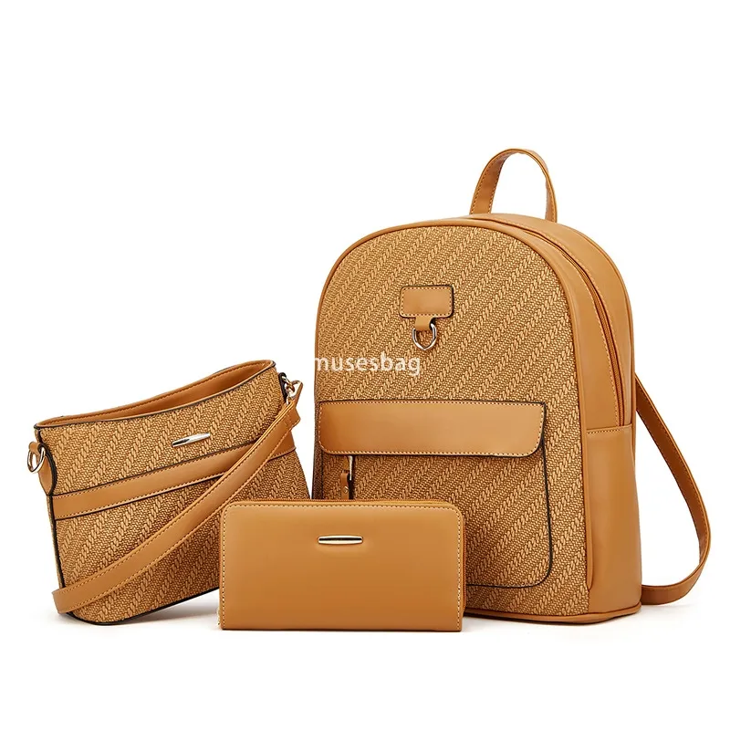 Classic Women's Versatile PU Leather Backpack Multi-functional 3-Piece Set  from Dhgate Backpack Style - price 35.68