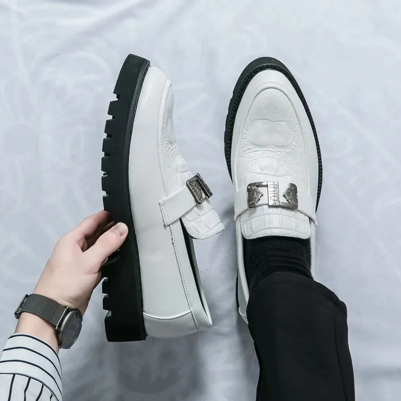 White Loafers Mens Party And Business Thick Soled Men  display picture 1