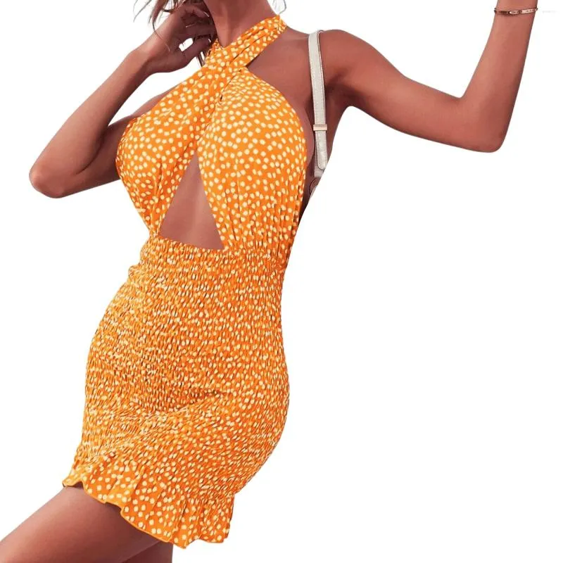 Floral Halter Mini Dress: Crisscross, Backless, Summer Fashion from Dhgate  Basic & Casual Dresses - price 36.1