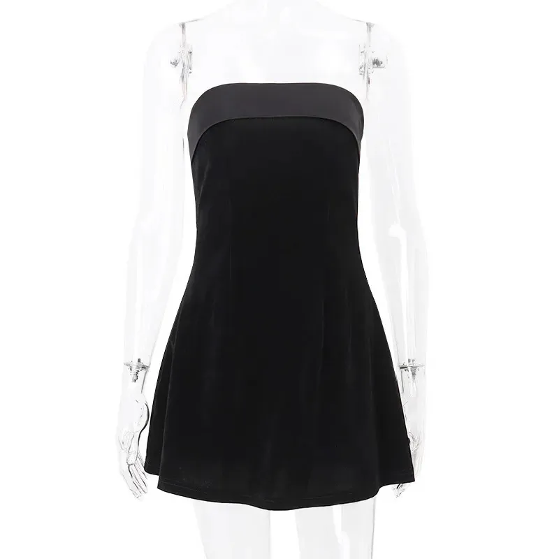 Black Velvet Strapless Mini Dress Backless A-Line Short Sleeve Pullover  Summer Dress from Dhgate Basic & Casual Dresses - price 41.39