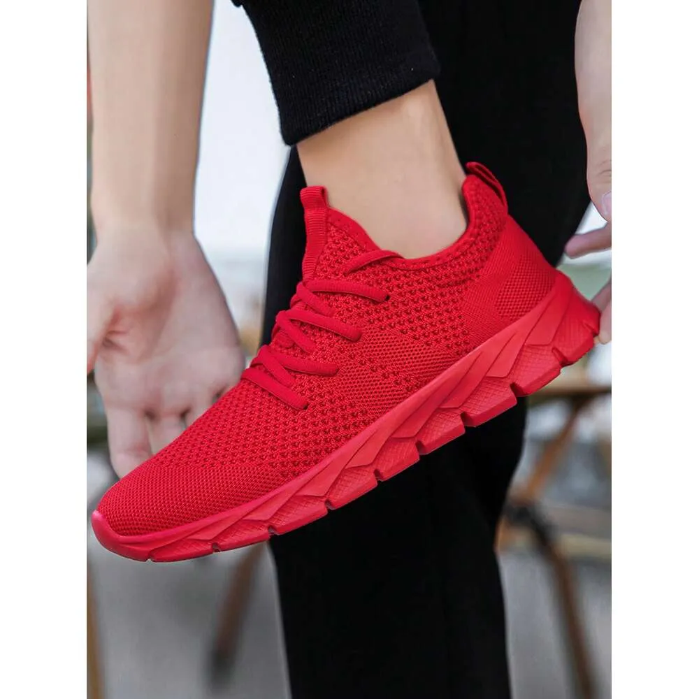 Sporty Sneakers Mens Athletic Gym Tennis Workout Running Casual Shoes Comfortable Footwear Trainers Red Ddmysaturn_voghion.com