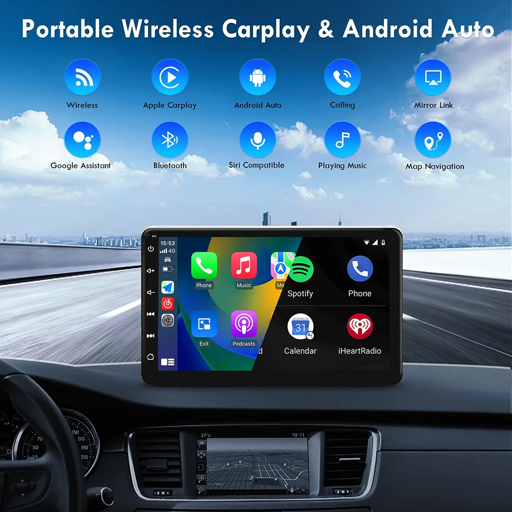 8,88 Zoll Autoradio Mit Wireless Carplay & Android Auto | Touchscreen, Rückfahrkamera-Eingang, Bluetooth, GPS