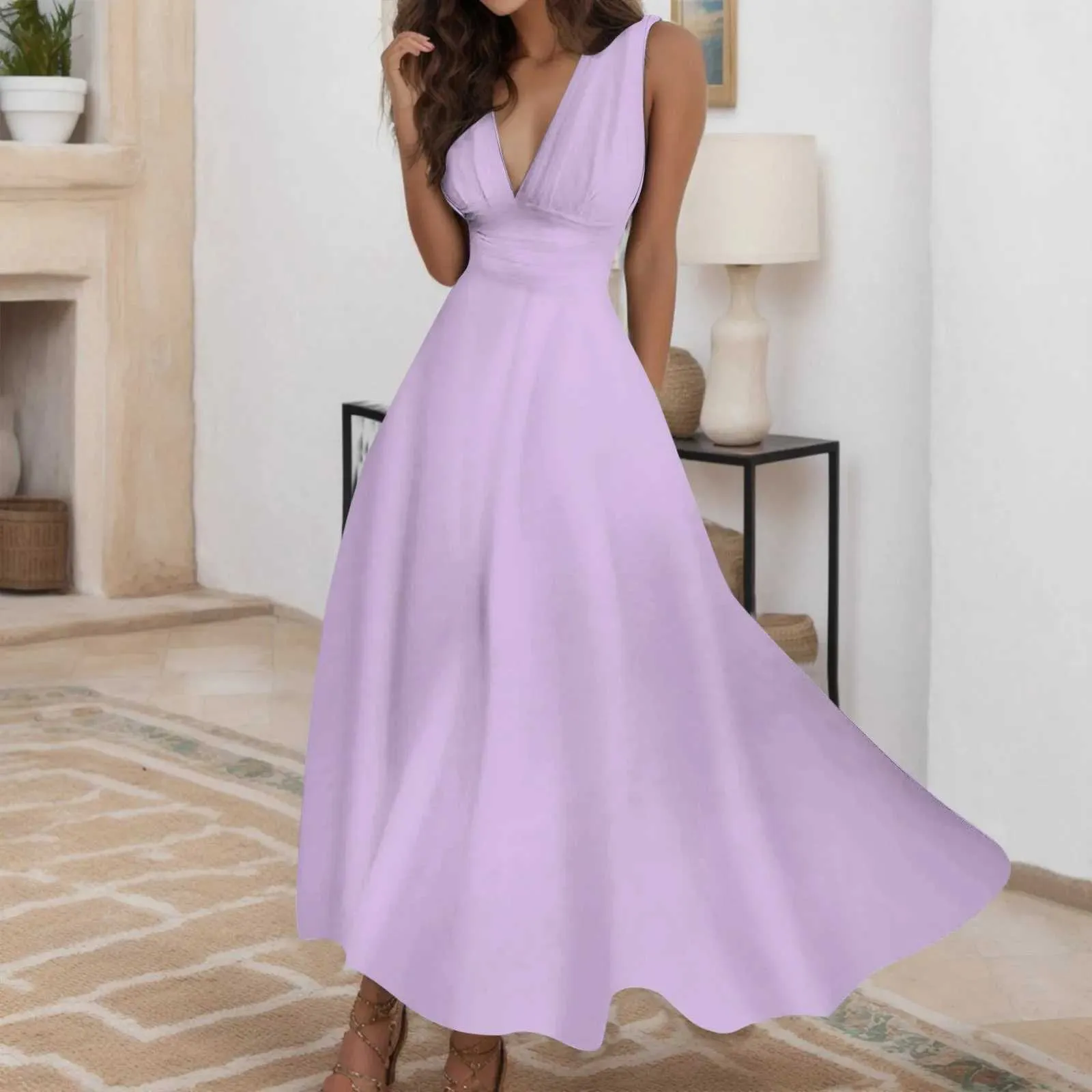 Basic Casual Dresses V Neck Party Long Dress Women... From Wikuba, $4.31 |  DHgate.Com