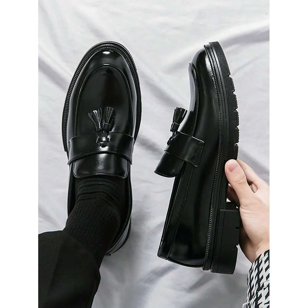 Shoes Business Black For Men Tassel Decor Dress Loafers Ddmysaturn_voghion.com