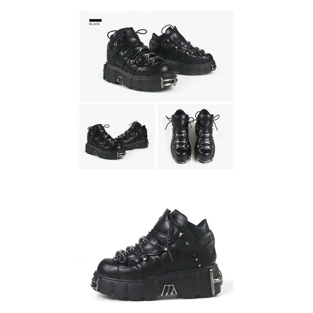 2023 NOU Stil Punk Femei Cu șiret Toc Înălțime 6Cm Pantofi cu platformă Cizme gotice Glezne Rock Decor metalic Pantofi femei_voghion.com