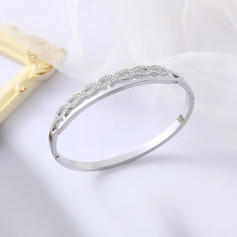 DHgate.com:Zircon Oval Bangle Bracelet, Stainless Steel Anti