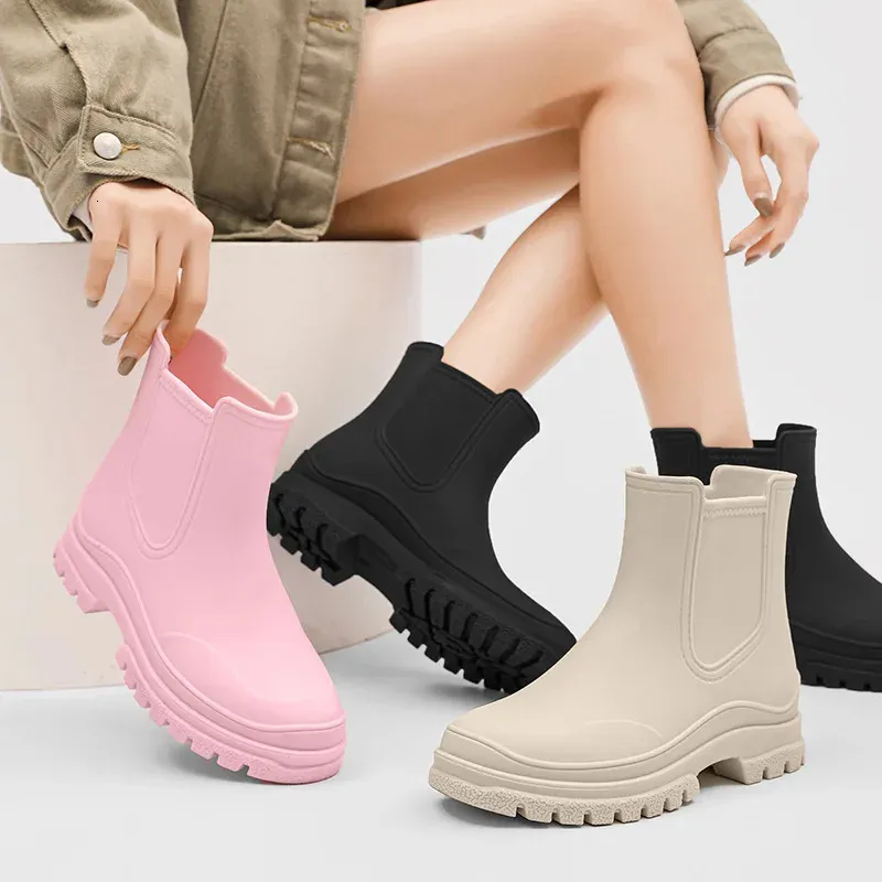 DHgate Womens Waterproof Ankle Rain Boots Durable Rubber Work Shoes for Gardening Fishing and Outdoor Activities Shoes Accessories
