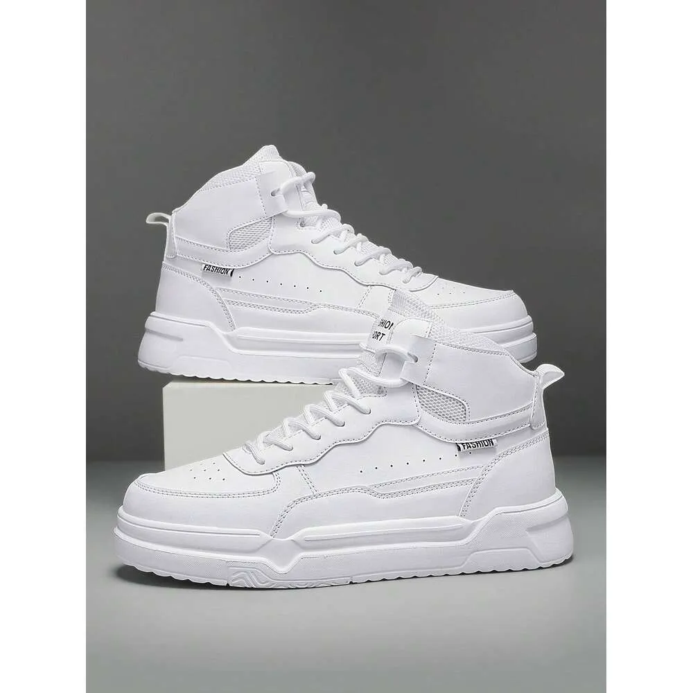 S And Men Women White High Top Thick Sole Skate Casual Sports Shoes Convenient All Match Comfortable Outdoor Couples_voghion.com