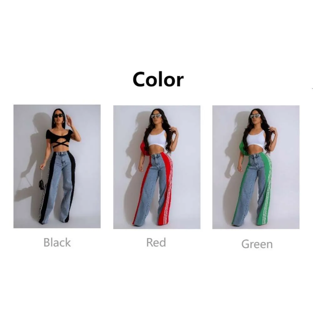 Pantalon en jean de créateur pour femme, pantalon en denim large à rayures, mode femme, nouvel été, décontracté, taille haute, élastique_voghion.com