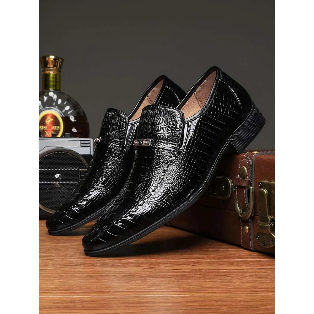 Crocodile Emed Men Shoes Business Black Dress Loafers For Work Ddmysaturn_desvips.com